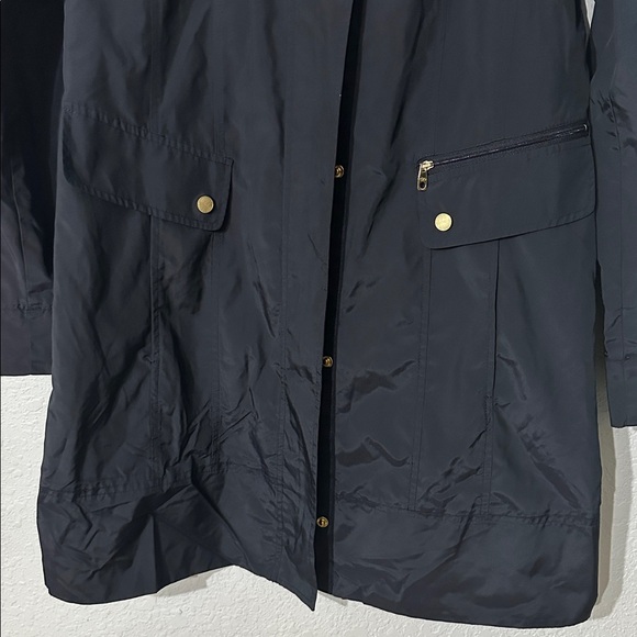 Cole Haan Women Navy Back Bow Packable Detachable hooded Raincoat Size M - Picture 5 of 11